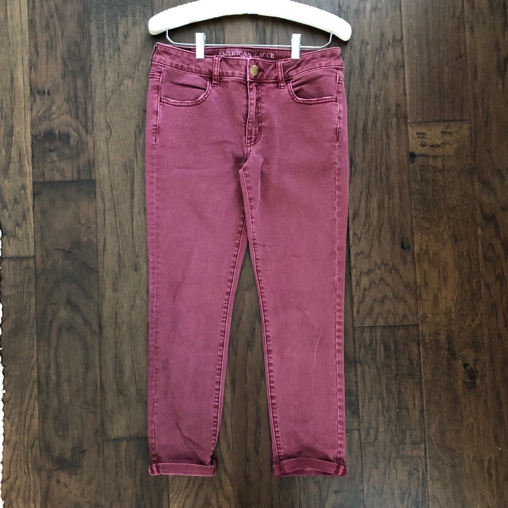 Burgundy American Eagle Skinny Jeggings/Jeans